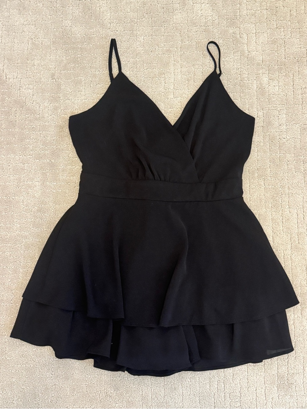 Altar'd State Black Spaghetti Strap Tiered Romper - Medium